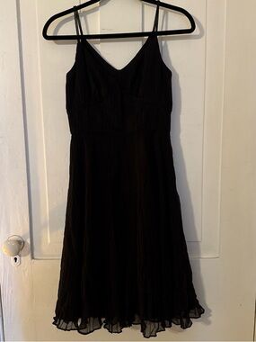 LOFT Black Spaghetti-Strap V-Neck Midi Dress